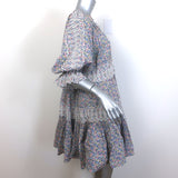By Timo Eyelet Embroidery-Trimmed Mini Dress Floral Print Cotton Size Small