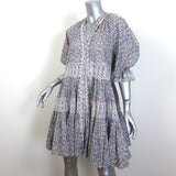 By Timo Eyelet Embroidery-Trimmed Mini Dress Floral Print Cotton Size Small