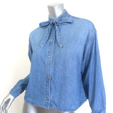 TWP Tie-Neck Button Down Denim Shirt Vintage Blue Size Extra Extra Small
