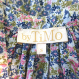 By Timo Eyelet Embroidery-Trimmed Mini Dress Floral Print Cotton Size Small