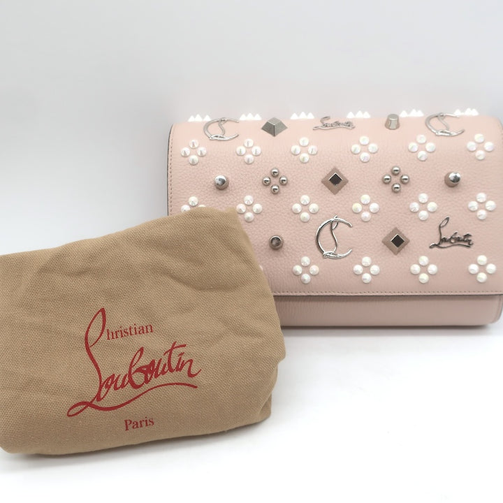 Christian Louboutin Paloma Flap Clutch Leche Grained Leather Crossbody Bag NEW