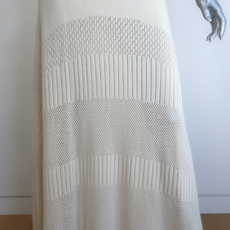 MISA Allison Sleeveless Knit Maxi Dress Ivory Cotton-Cashmere Size Small