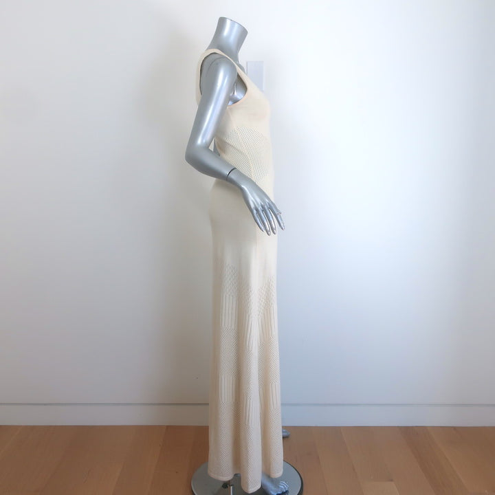 MISA Allison Sleeveless Knit Maxi Dress Ivory Cotton-Cashmere Size Small