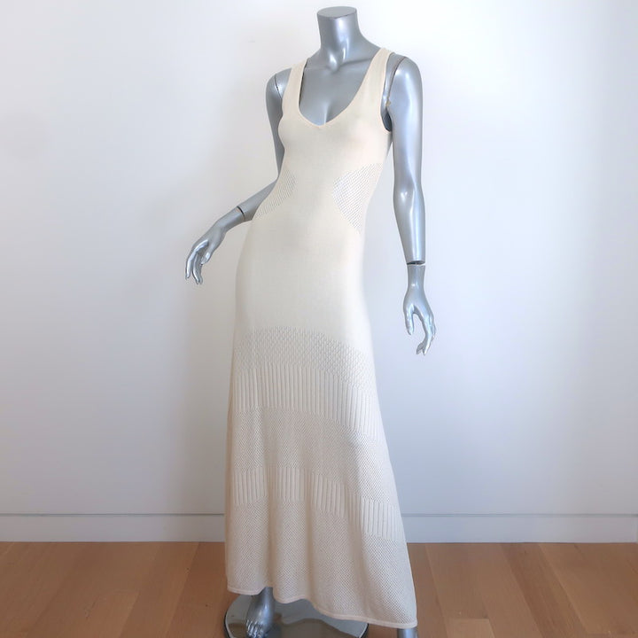 MISA Allison Sleeveless Knit Maxi Dress Ivory Cotton-Cashmere Size Small