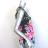 Stella McCartney Hawaiian Print Silk Sleeveless Blouse Black/Multicolor Size 40