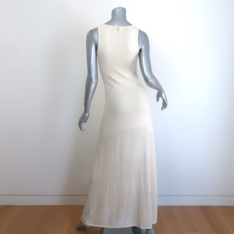 MISA Allison Sleeveless Knit Maxi Dress Ivory Cotton-Cashmere Size Small