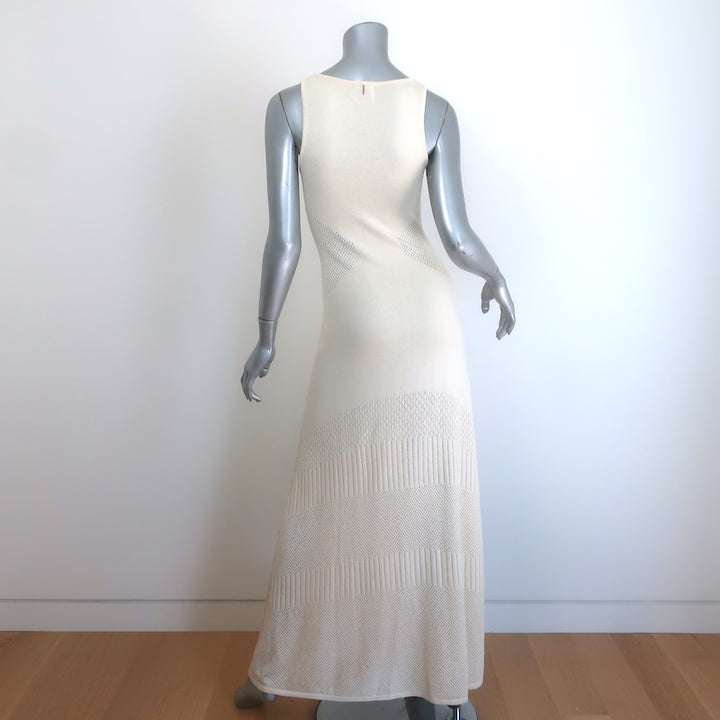 MISA Allison Sleeveless Knit Maxi Dress Ivory Cotton-Cashmere Size Small