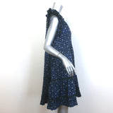 Ulla Johnson Joan Ruffle Dress Ultramarine Printed Cotton Size 10 NEW