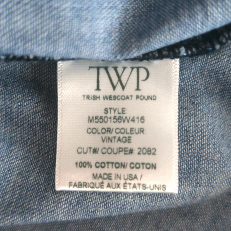 TWP Tie-Neck Button Down Denim Shirt Vintage Blue Size Extra Extra Small