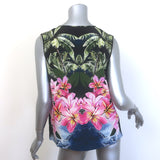 Stella McCartney Hawaiian Print Silk Sleeveless Blouse Black/Multicolor Size 40