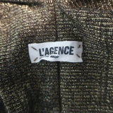 L'Agence Metallic Draped Long Sleeve Gown Gold Stretch Knit Size Extra Small