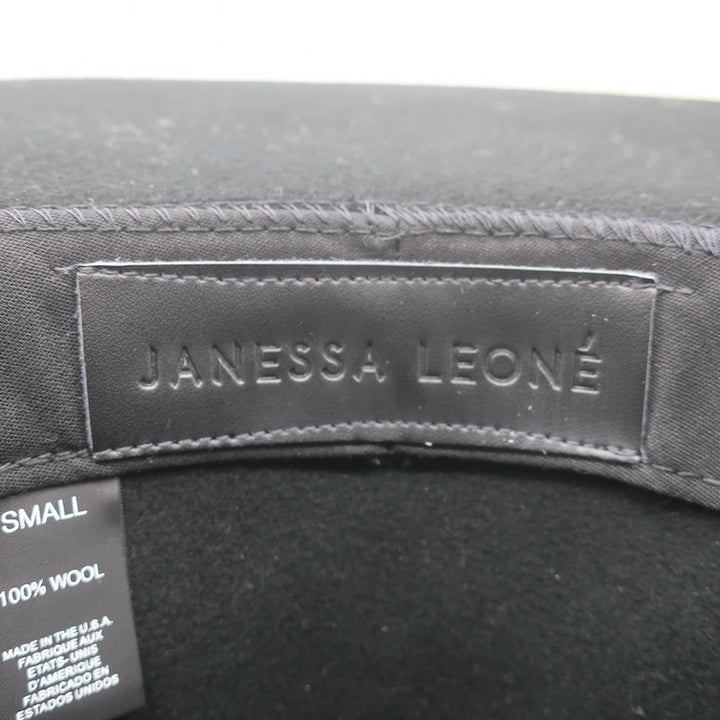 Janessa Leone Kit Fedora Hat Black Wool Felt Size Small