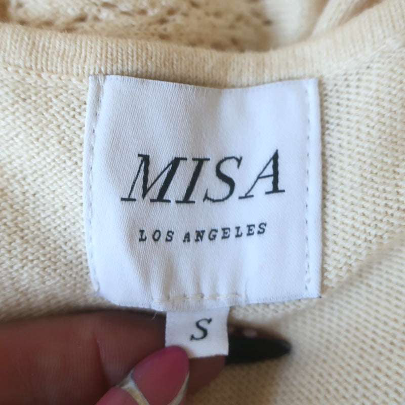 MISA Allison Sleeveless Knit Maxi Dress Ivory Cotton-Cashmere Size Small