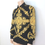 Versace Palazzo Fit Maschera Baroque Print Shirt Black/Gold Silk Twill Size 40