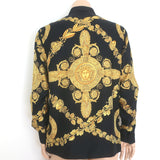 Versace Palazzo Fit Maschera Baroque Print Shirt Black/Gold Silk Twill Size 40