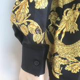 Versace Palazzo Fit Maschera Baroque Print Shirt Black/Gold Silk Twill Size 40