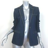 Cinq a Sept Khloe Denim Ruched-Sleeve Blazer Indigo Stretch Cotton Size 00