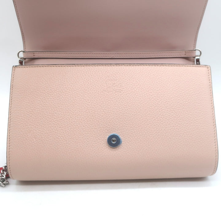 Christian Louboutin Paloma Flap Clutch Leche Grained Leather Crossbody Bag NEW