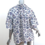 Isabel Marant Blouse Nes White/Blue Paisley Print Silk Size 42 Short Sleeve Top