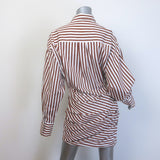Monse Striped Wrap Shirtdress Brown & White Poplin Size 6 Long Sleeve Mini Dress