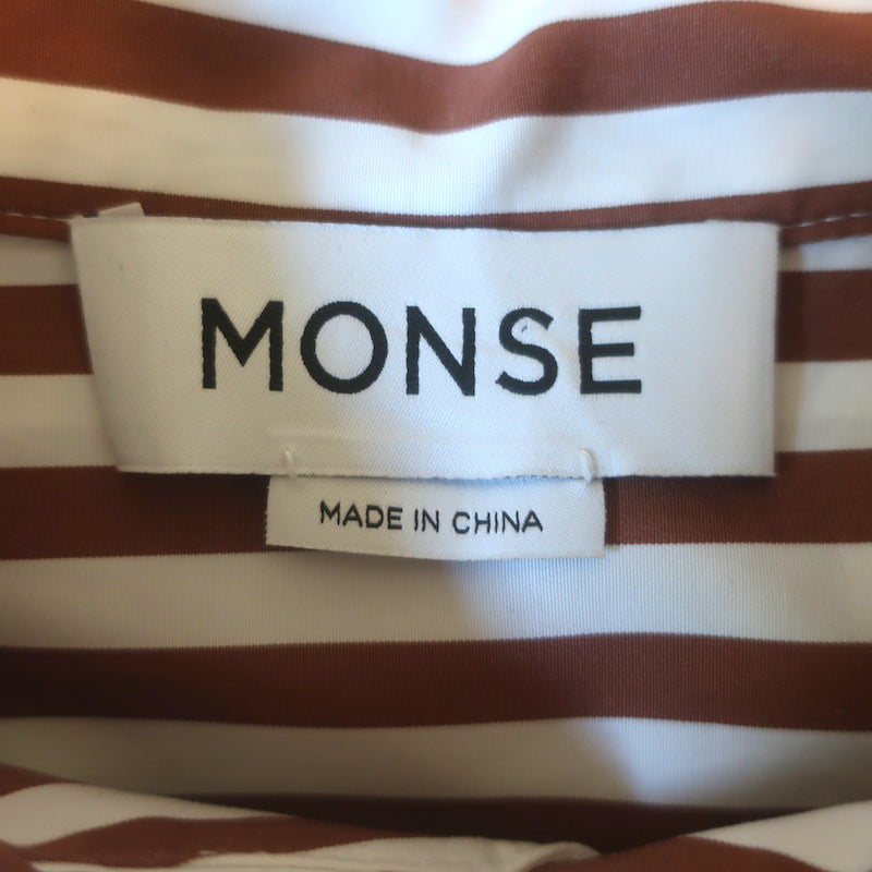 Monse Striped Wrap Shirtdress Brown &amp; White Poplin Size 6 Long Sleeve Mini Dress