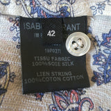 Isabel Marant Blouse Nes White/Blue Paisley Print Silk Size 42 Short Sleeve Top