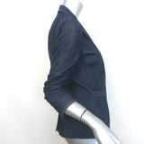Cinq a Sept Khloe Denim Ruched-Sleeve Blazer Indigo Stretch Cotton Size 00