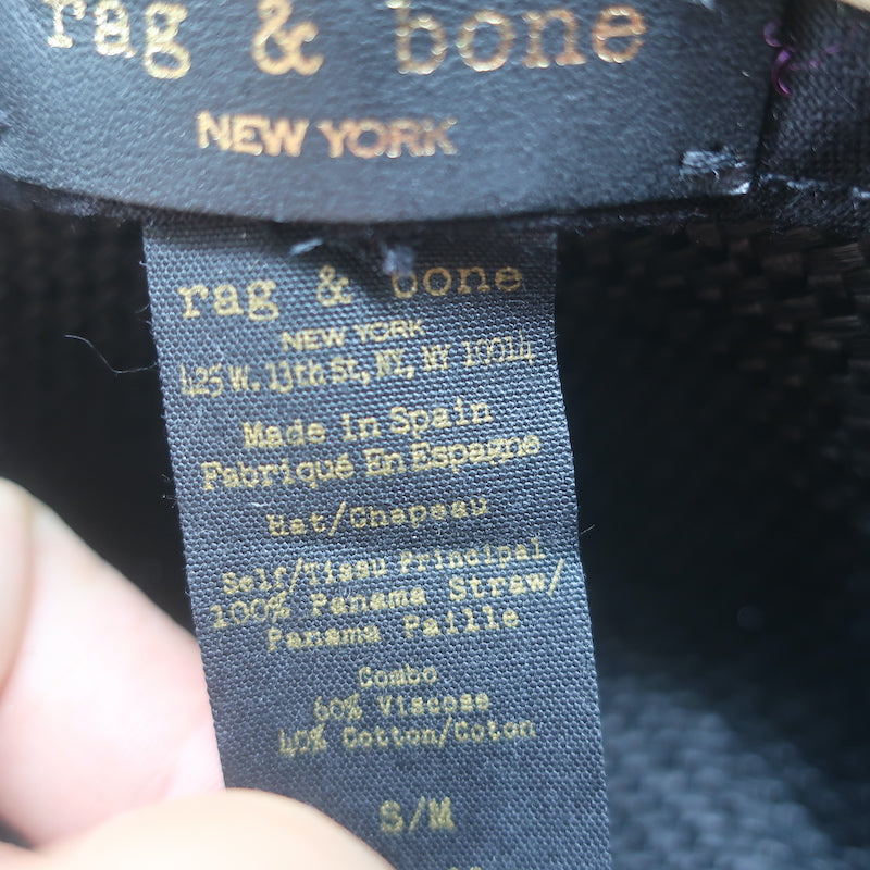 Rag &amp; Bone Straw Panama Hat Black Size Small/Medium