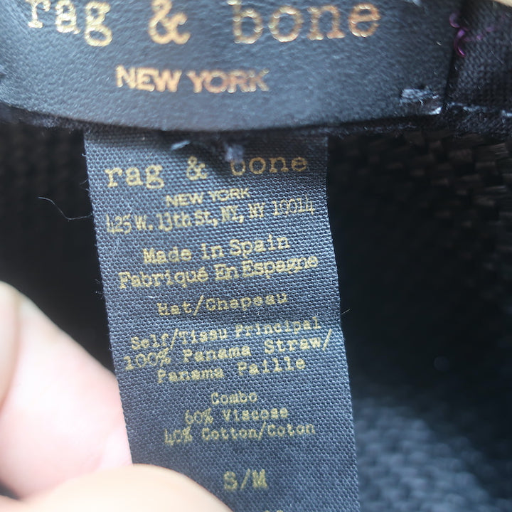 Rag &amp; Bone Straw Panama Hat Black Size Small/Medium