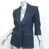 Cinq a Sept Khloe Denim Ruched-Sleeve Blazer Indigo Stretch Cotton Size 00
