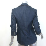 Cinq a Sept Khloe Denim Ruched-Sleeve Blazer Indigo Stretch Cotton Size 00