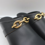 Saint Laurent Le Maillon Chain-Embellished Clogs Black Leather Size 40