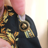 Versace Heritage Fit Barocco Print Shirt Black/Gold Silk Twill Size 48