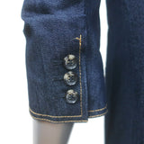 Cinq a Sept Khloe Denim Ruched-Sleeve Blazer Indigo Stretch Cotton Size 00