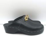 Saint Laurent Le Maillon Chain-Embellished Clogs Black Leather Size 40