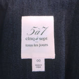 Cinq a Sept Khloe Denim Ruched-Sleeve Blazer Indigo Stretch Cotton Size 00