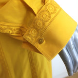 Alaia Crochet Lace-Trimmed Midi Shirtdress Marigold Cotton Size 44