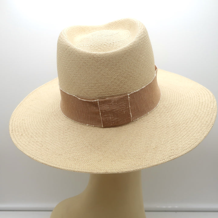 Maison Michel Charles Straw Fedora Hat Beige Size Small