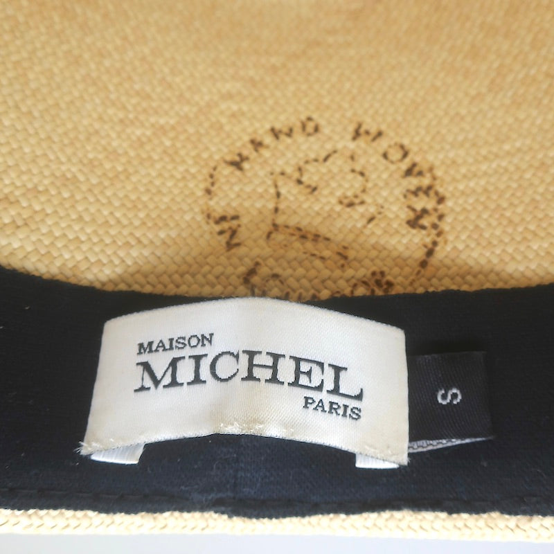 Maison Michel Charles Straw Fedora Hat Beige Size Small