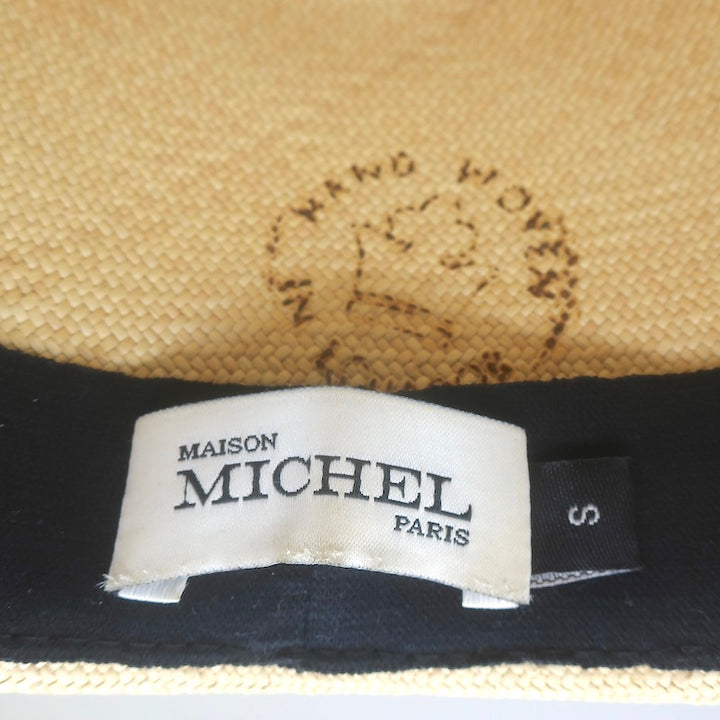 Maison Michel Charles Straw Fedora Hat Beige Size Small