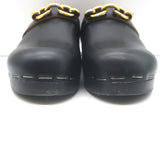 Saint Laurent Le Maillon Chain-Embellished Clogs Black Leather Size 40