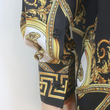 Versace Heritage Fit Barocco Print Shirt Black/Gold Silk Twill Size 48