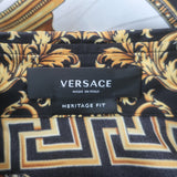 Versace Heritage Fit Barocco Print Shirt Black/Gold Silk Twill Size 48