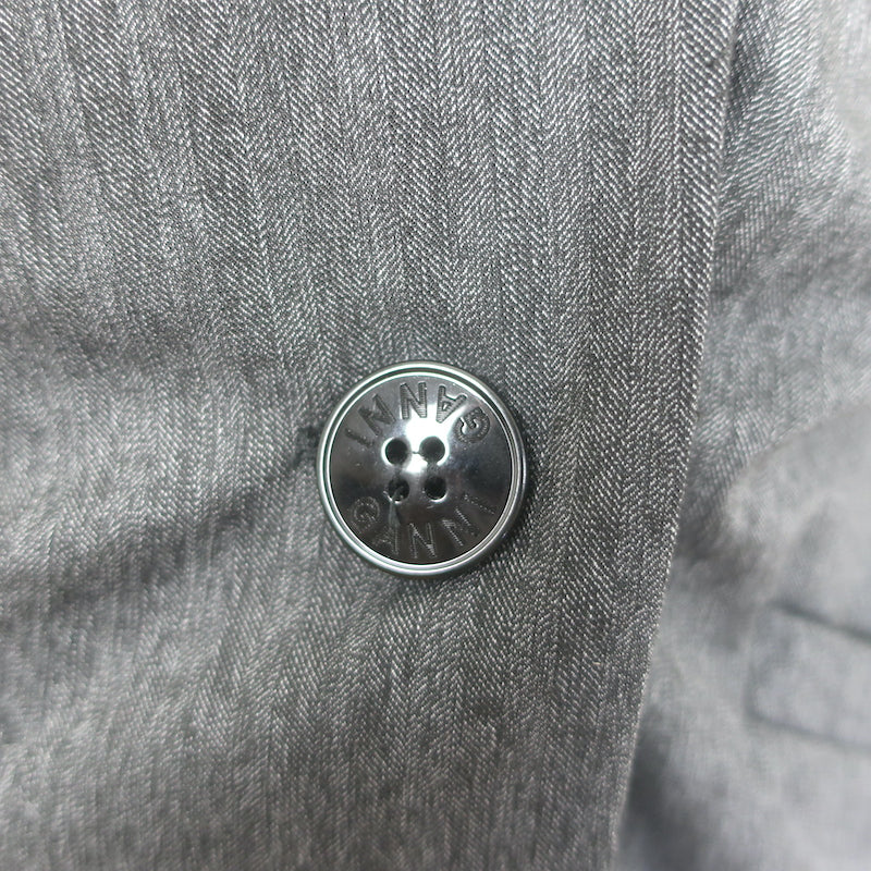 GANNI Draped Suiting Blazer Charcoal Tonal Stripe Size 34
