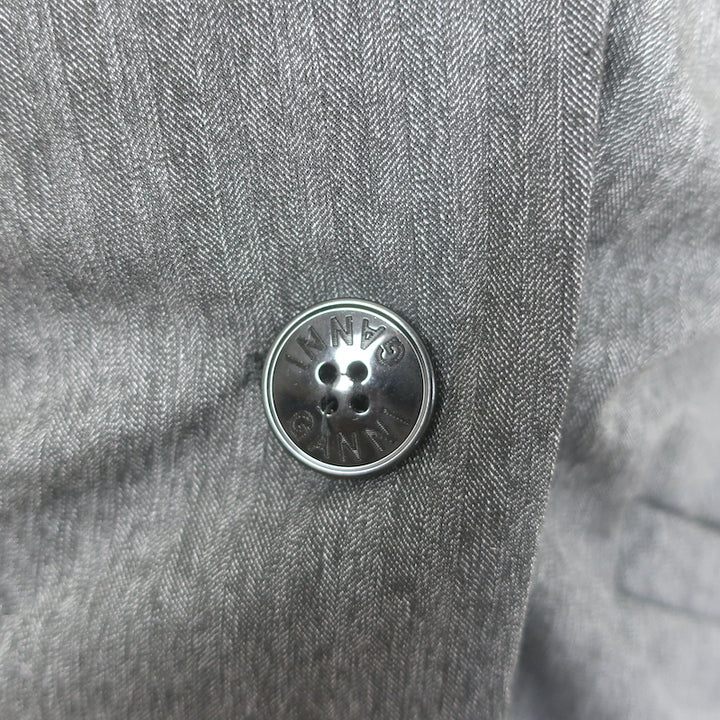 GANNI Draped Suiting Blazer Charcoal Tonal Stripe Size 34