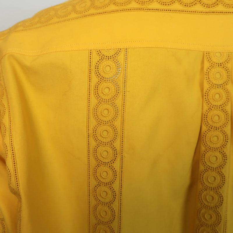 Alaia Crochet Lace-Trimmed Midi Shirtdress Marigold Cotton Size 44