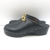Saint Laurent Le Maillon Chain-Embellished Clogs Black Leather Size 40