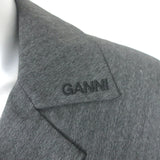 GANNI Draped Suiting Blazer Charcoal Tonal Stripe Size 34