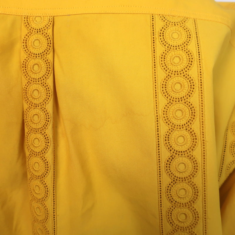 Alaia Crochet Lace-Trimmed Midi Shirtdress Marigold Cotton Size 44