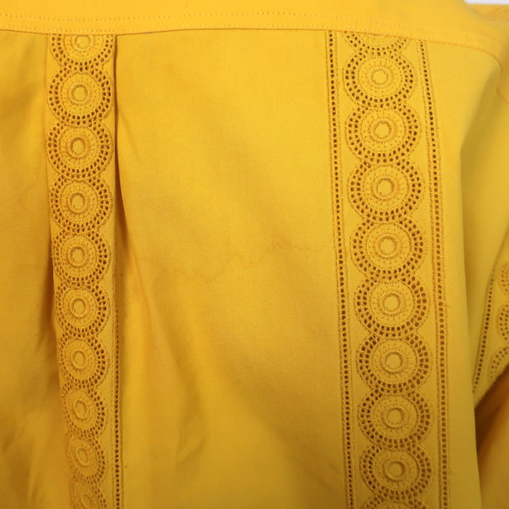 Alaia Crochet Lace-Trimmed Midi Shirtdress Marigold Cotton Size 44